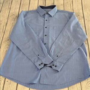 Tasso Elba Blue Casual Button Down Shirt with Long Sleeves and Subtle Pattern XL